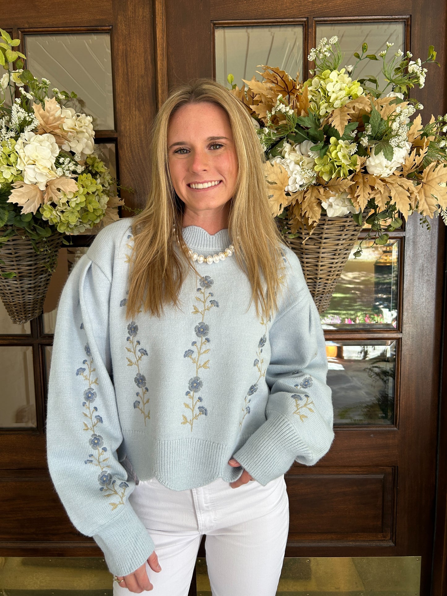Amy Blue Floral Sweater