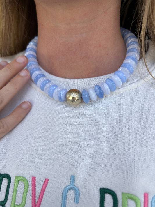 Chunky Beaded Necklace - Blue