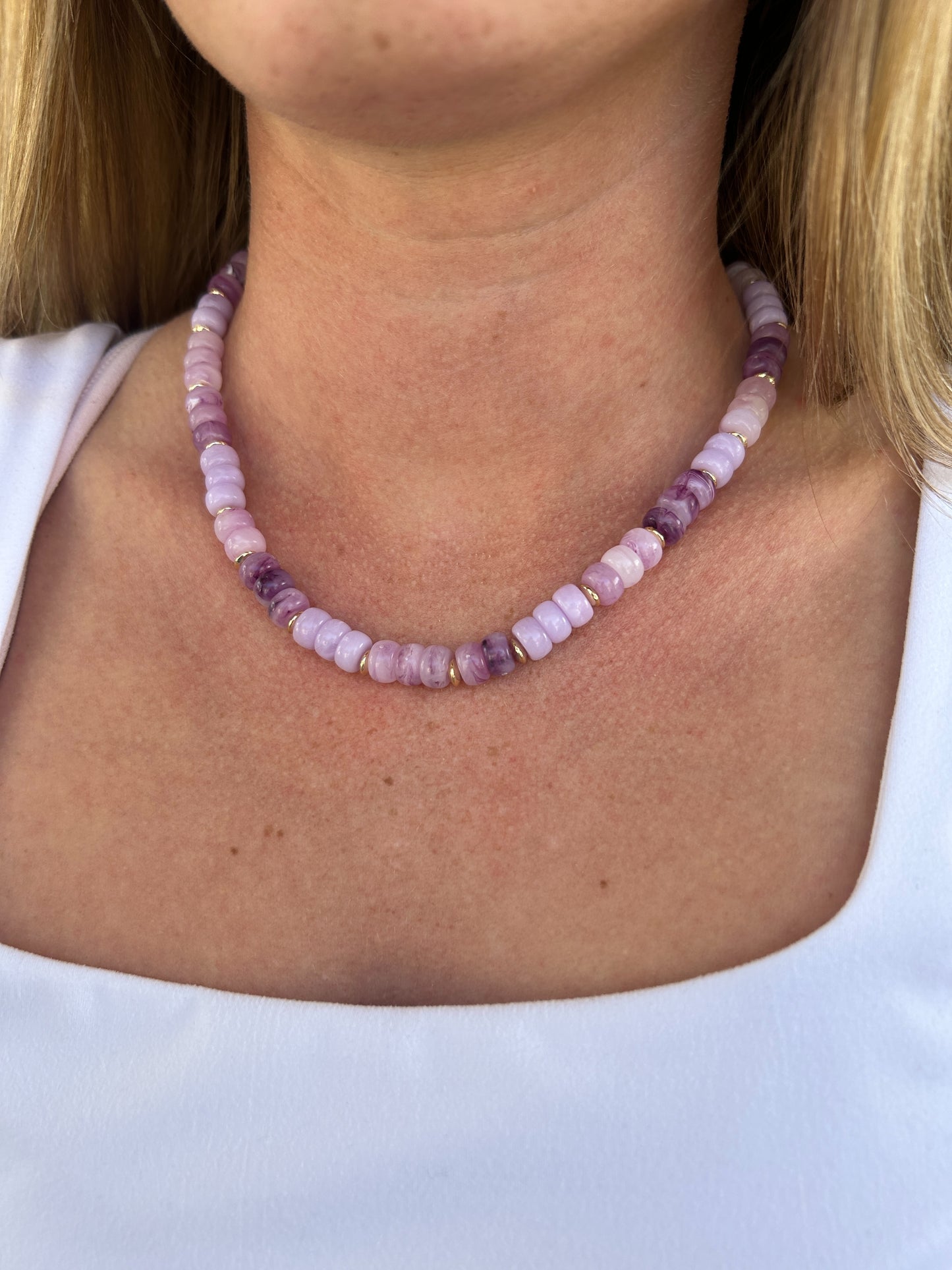 Multi Color Beaded Necklace -Purple products