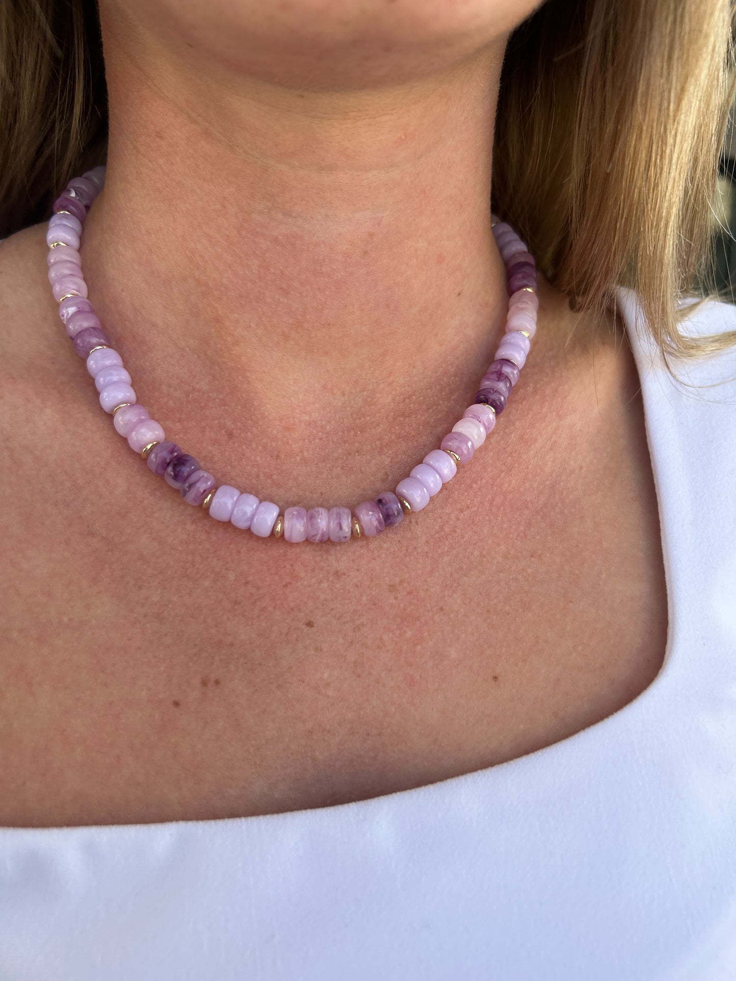 Multi Color Beaded Necklace -Purple details