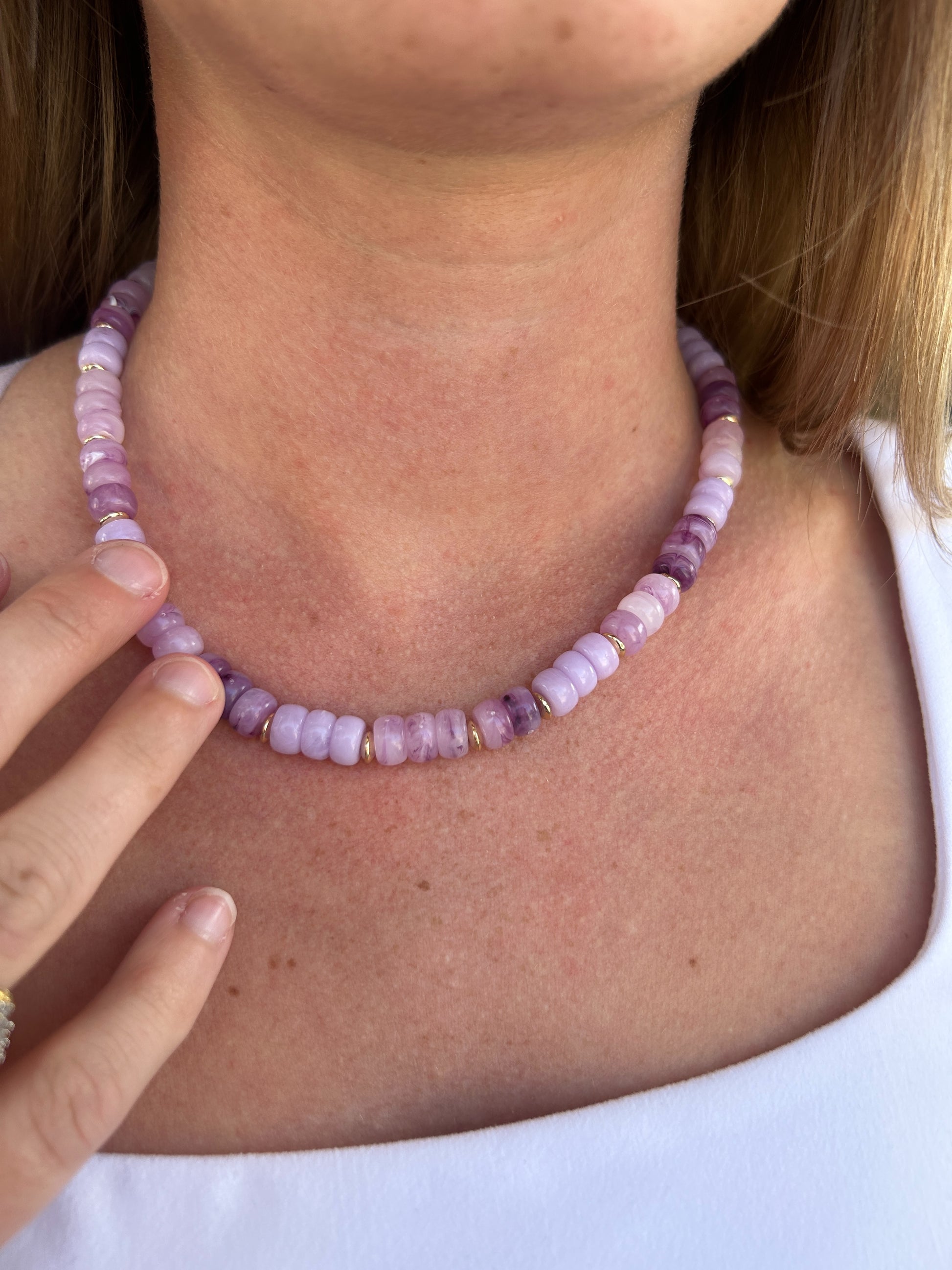 Multi Color Beaded Necklace -Purple