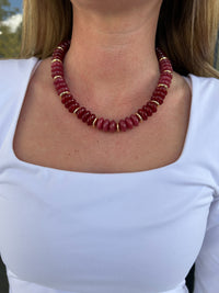 Chunky Beaded Necklace - Maroon product 