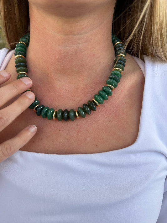 Chunky Beaded Necklace - Green