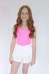 Bright Pink Ribbed Racerback Tank Top