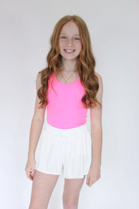 Bright Pink Ribbed Racerback Tank Top