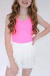 Bright Pink Ribbed Racerback Tank Top