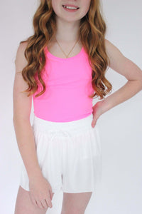 Bright Pink Ribbed Racerback Tank Top