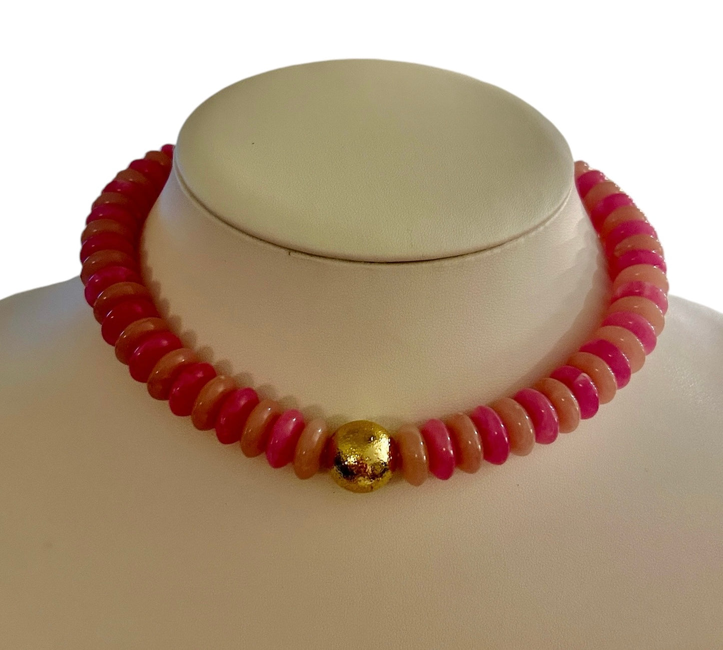 Chunky Beaded Necklace - Pink