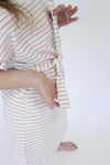 Evie tripped T-Shirt Dress -Pink & White bow detail 