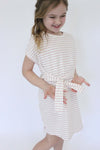 Evie tripped T-Shirt Dress -Pink & White side