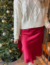 Satin Midi Skirt - Red details