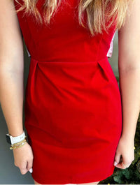Red Velvet Bow Dress front details