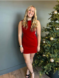 Red Velvet Bow Dress front