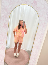Cozy Two Piece Loungewear Stripped Set - Pink and Yellow