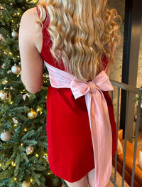 Red Velvet Bow Dress back details