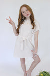 Evie tripped T-Shirt Dress -Pink & White side