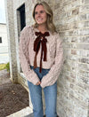 Bow Tie Closure Cable Knit Cardigan Blush products