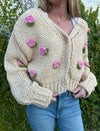 Jenny 3D Rose Knit Sweater Cardigan details