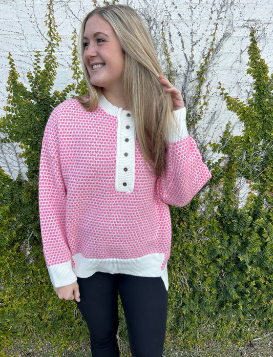 Call You Later Pullover - Ivory / Pink