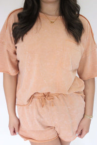 Sunset Glow Mineral-Washed Knit Set shorts product