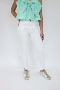 Hidden White Crop Flare Jeans