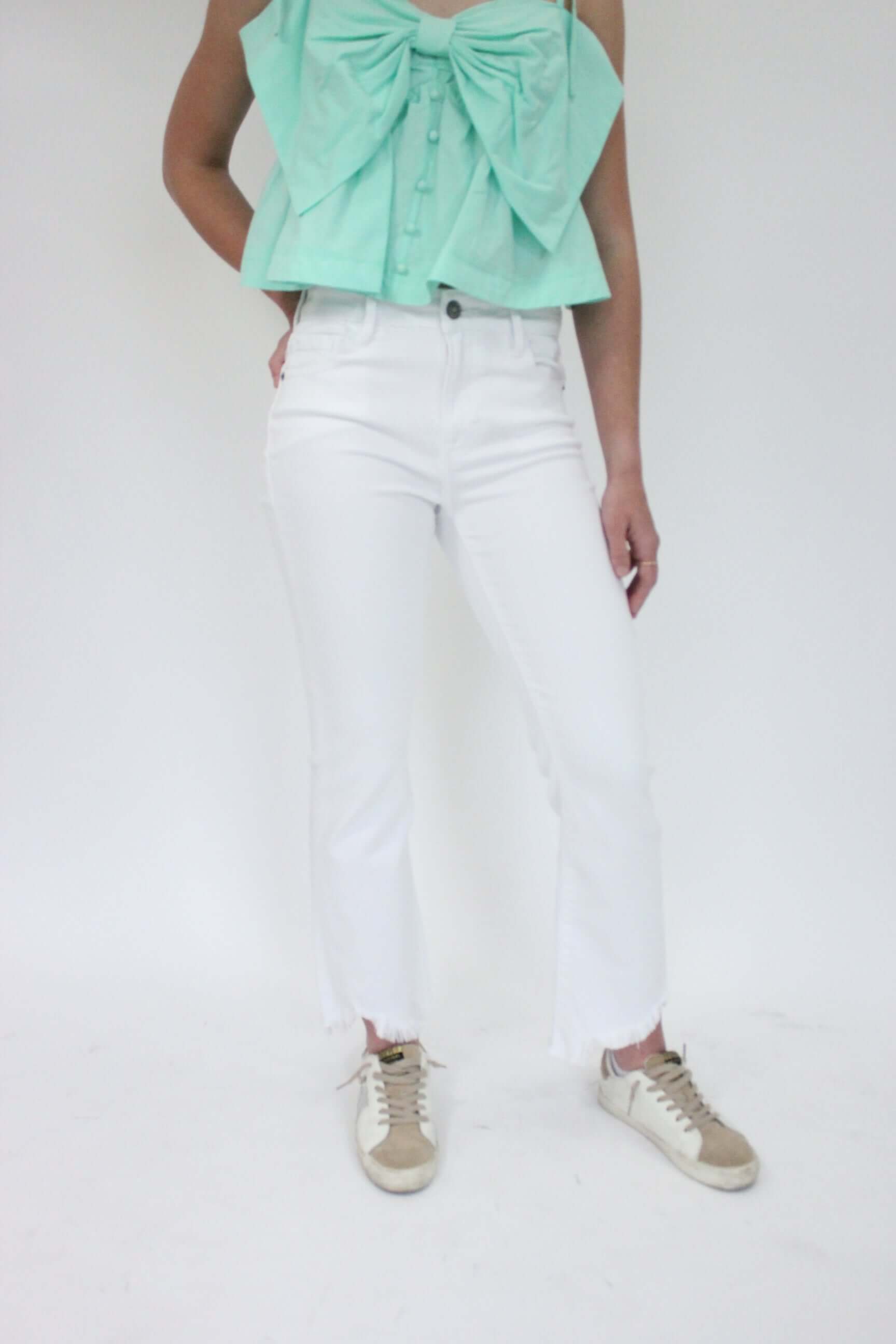 Hidden White Crop Flare Jeans