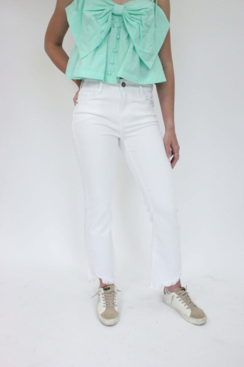 Hidden White Crop Flare Jeans