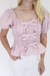Mauve Elegance Peplum Top front details
