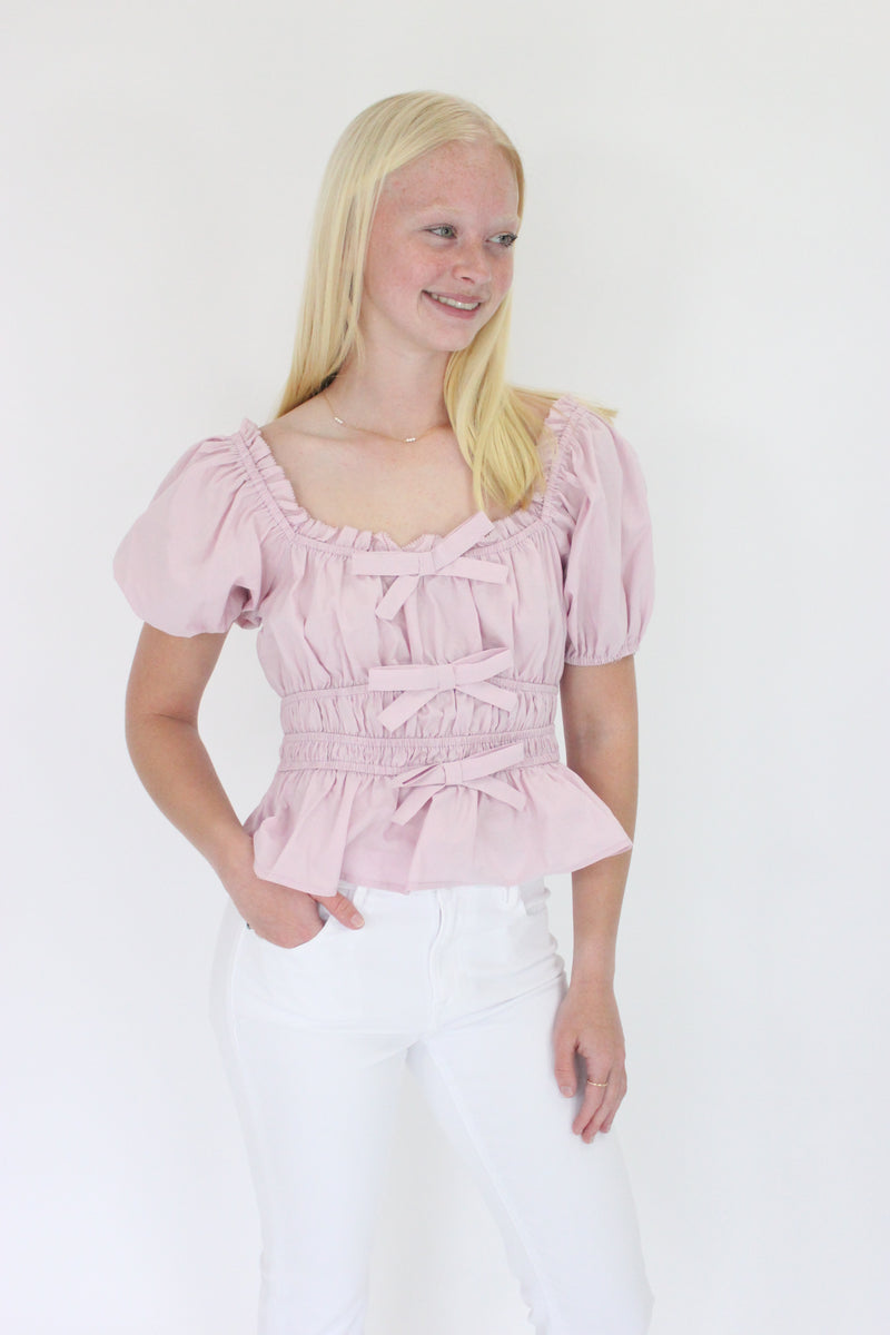 Mauve Elegance Peplum Top looking side