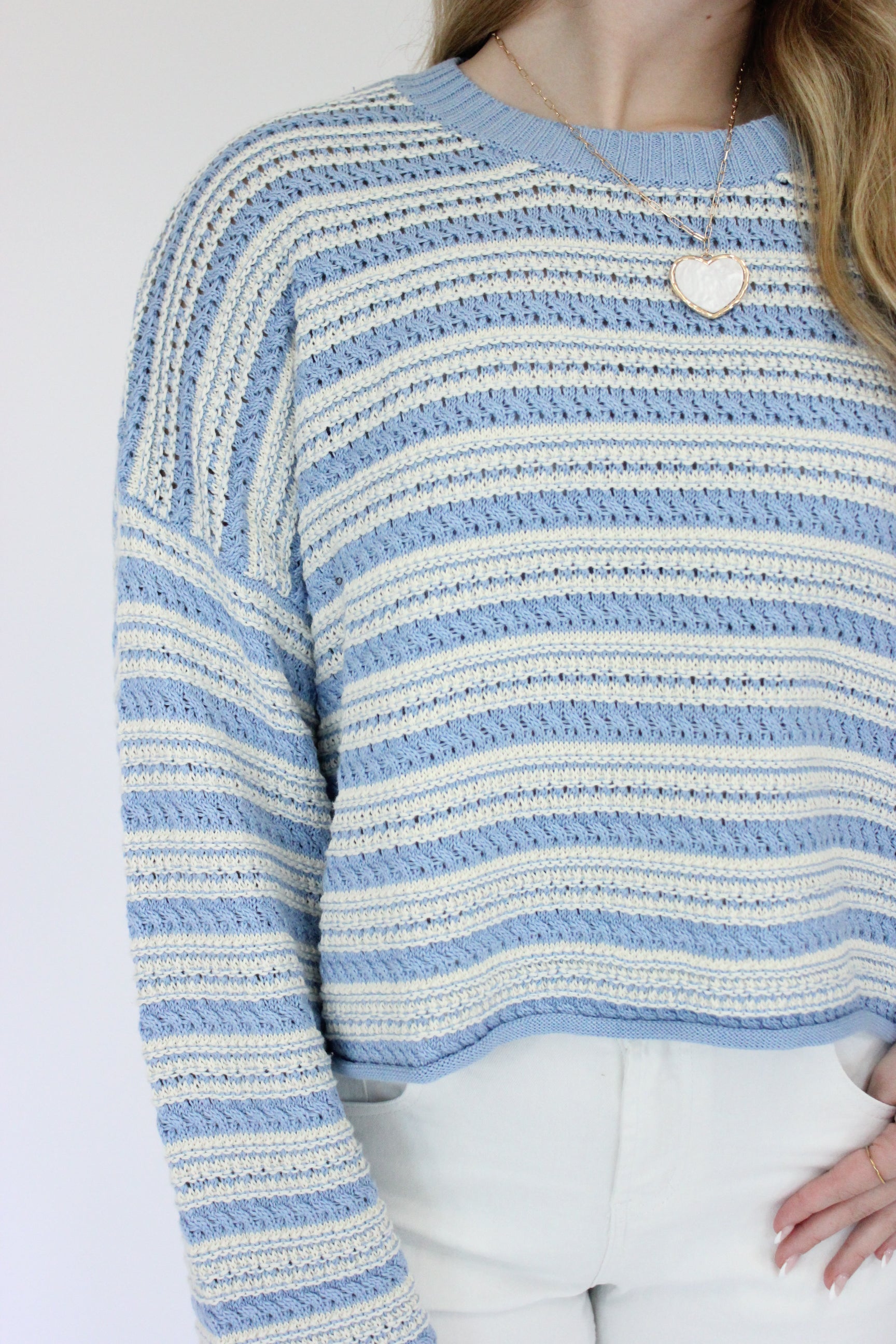 Blissful Stripe Sweater -Blue Details