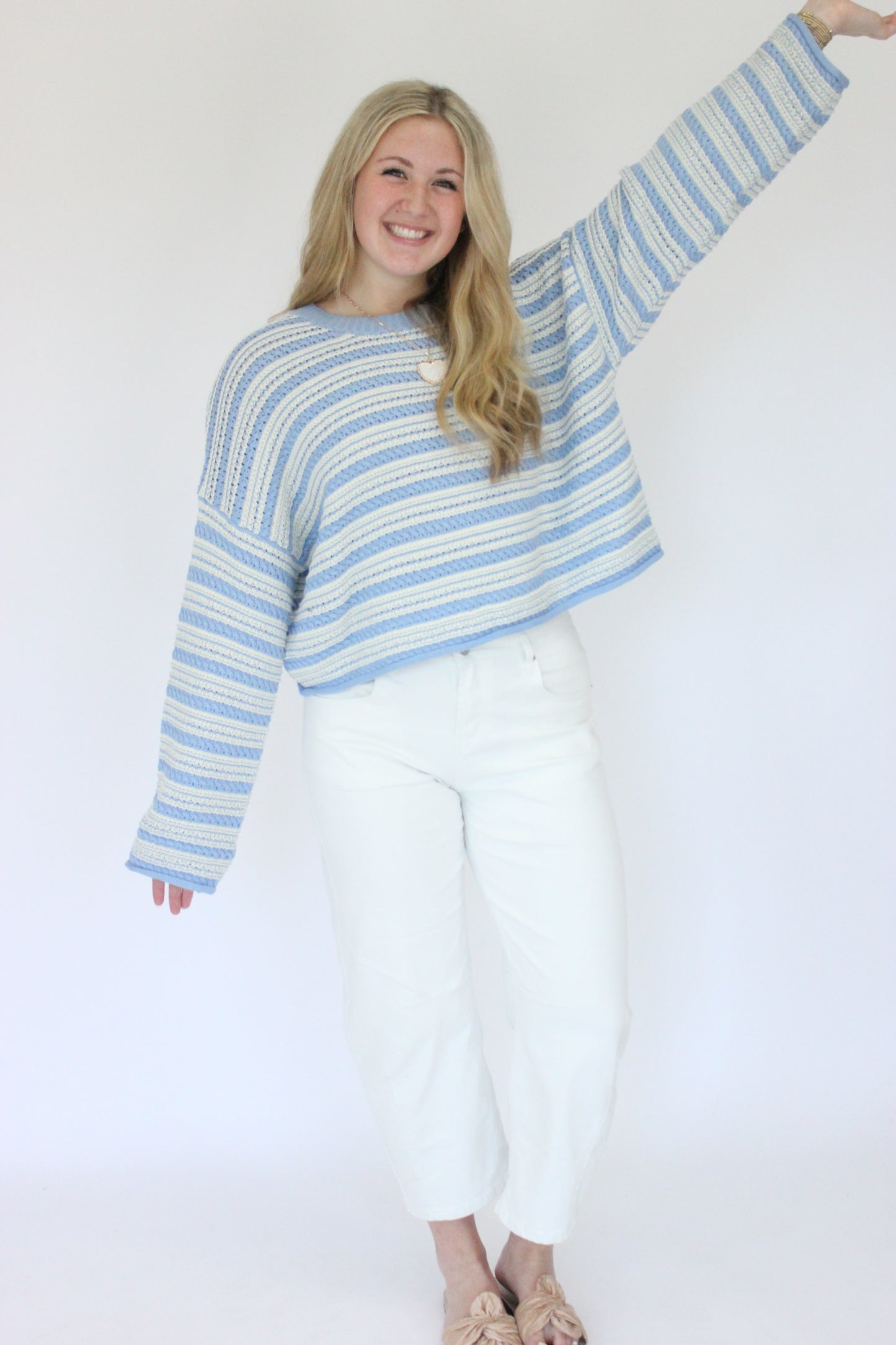 Blissful Stripe Sweater -Blue