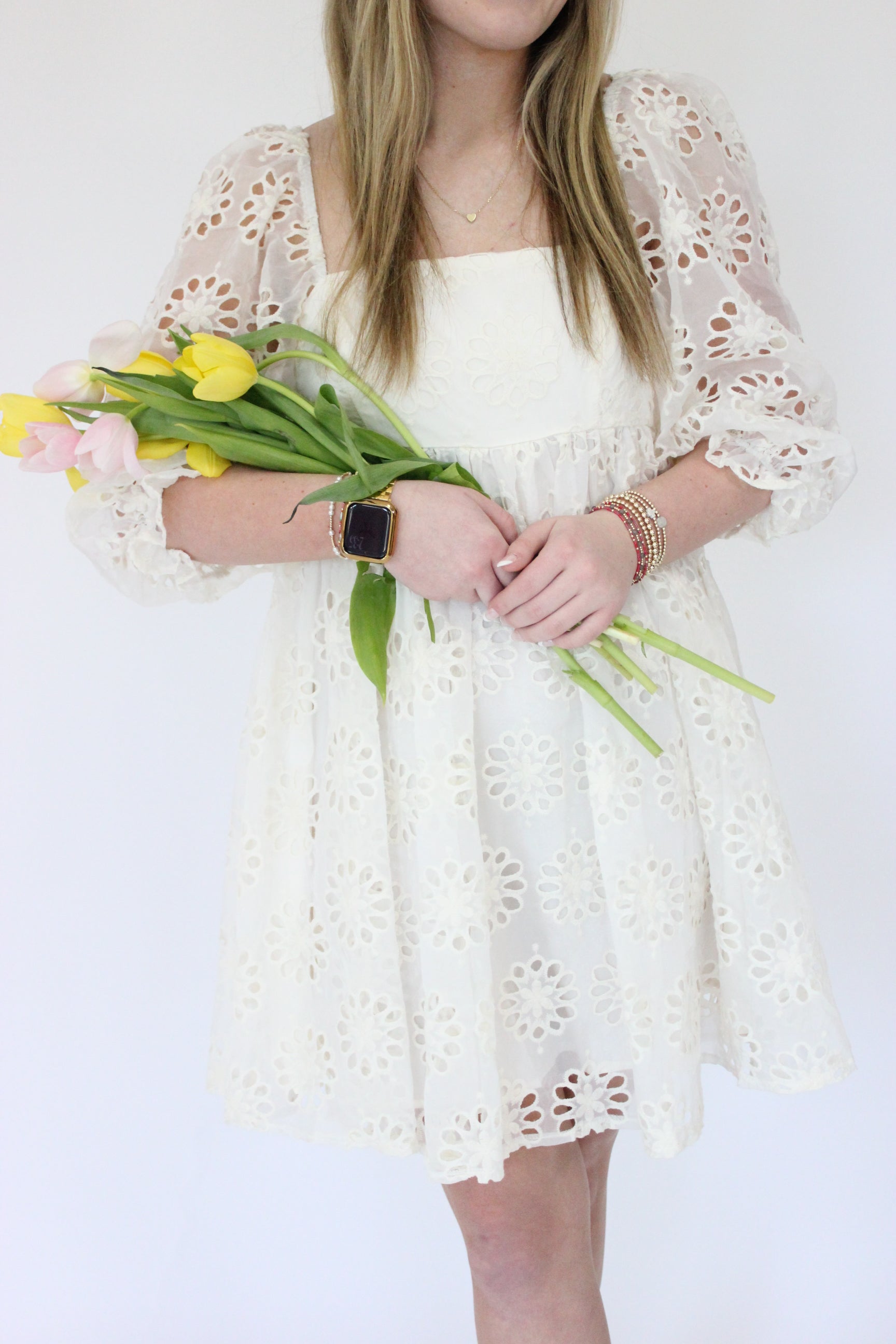 Magnolia Floral Dress - White Details