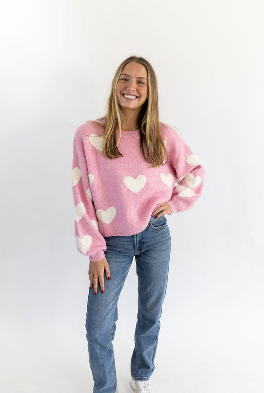 Hadley Pink Heart Sweater