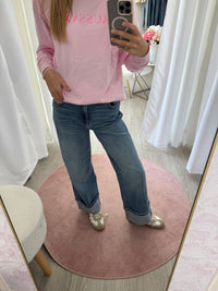 Hidden High Rise Cuff Jeans – Medium Wash
