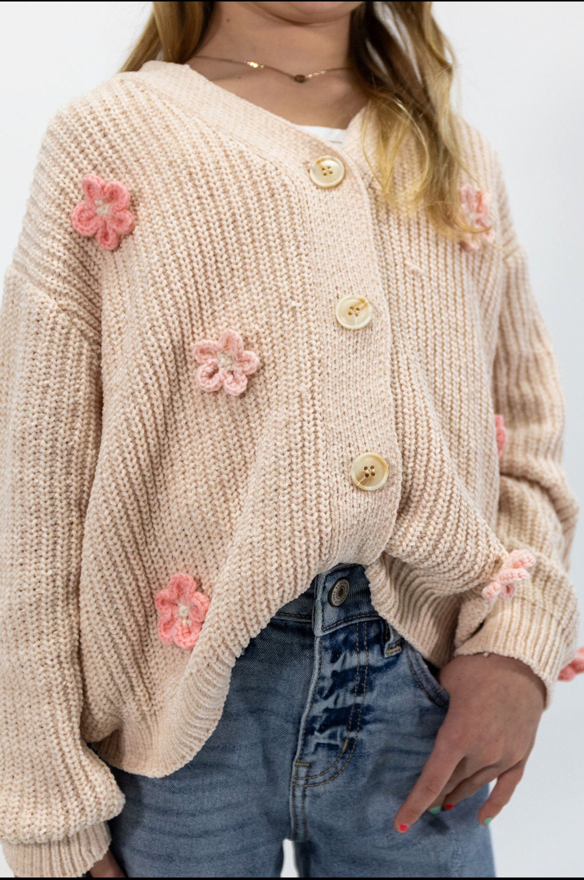 3D Crochet Flower Cardigan Sweater