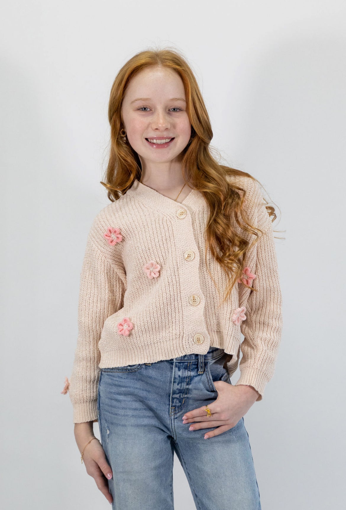 3D Crochet Flower Cardigan Sweater