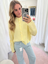 Butter yellow knit button-front cardigan sweater for women – cozy spring layering piece