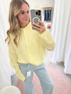 Lightweight yellow cardigan sweater with buttons – soft knit women’s fashion