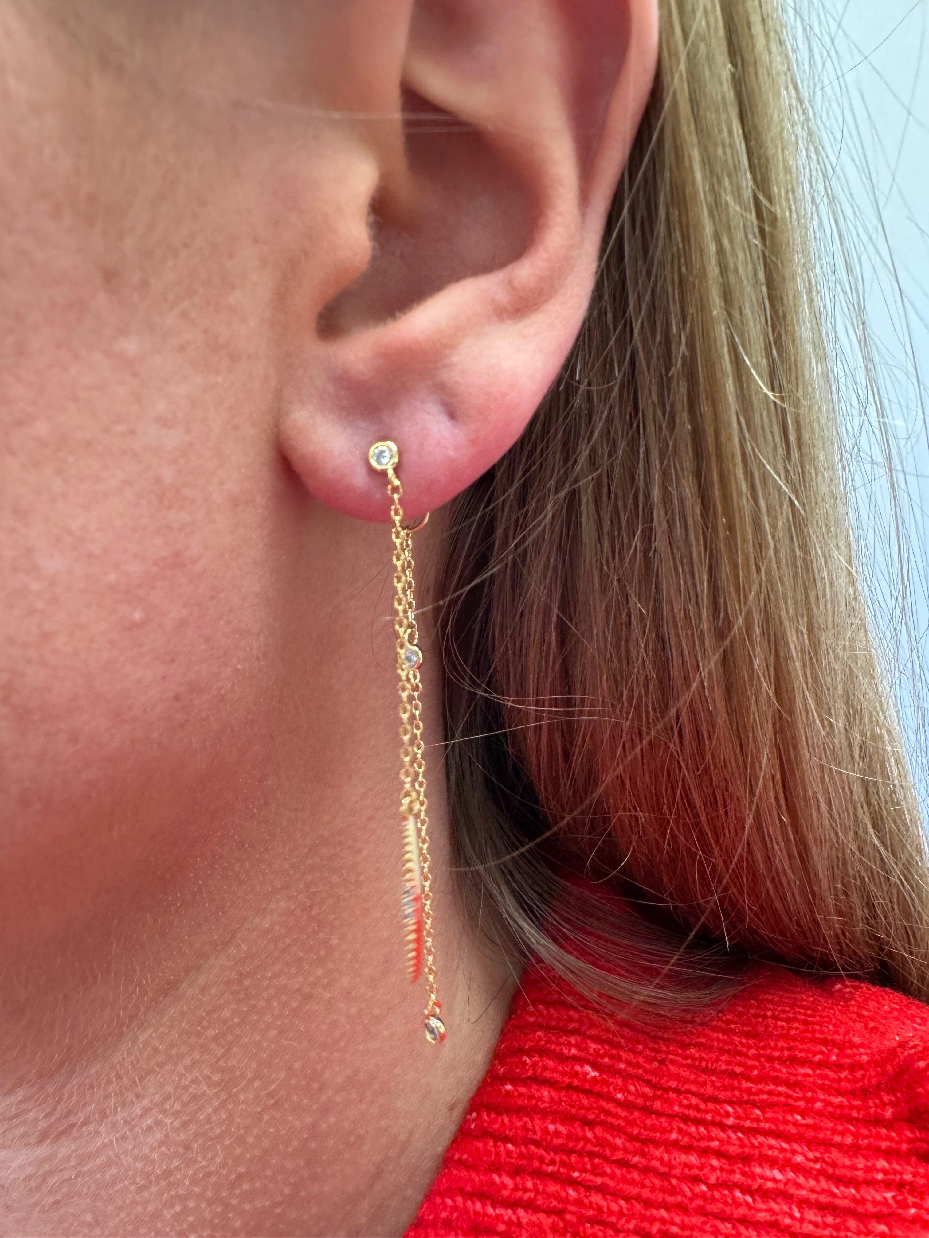Delicate Gold Crystal Chain Drop Earrings – Anderson Ave boutique