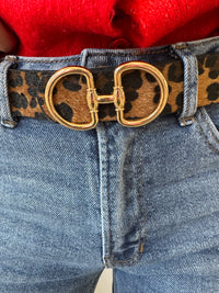 Avery Leopard Faux Leather Double Belt Set – Black, Brown & Tan