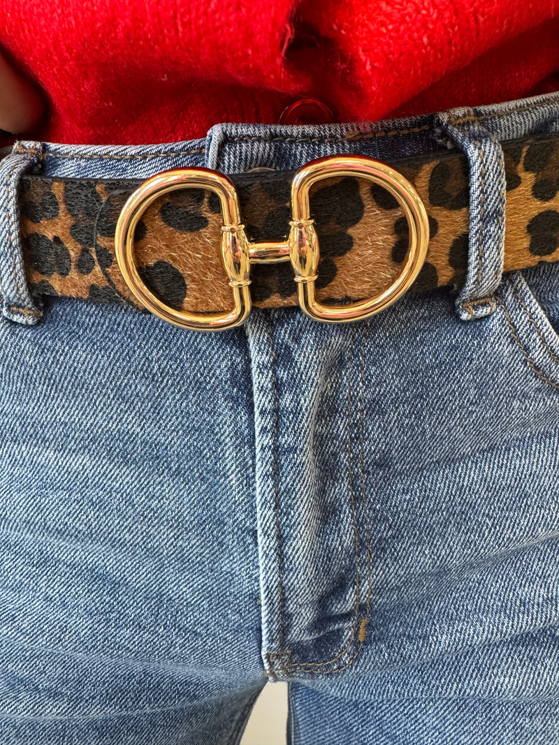 Avery Leopard Faux Leather Double Belt Set – Black, Brown & Tan