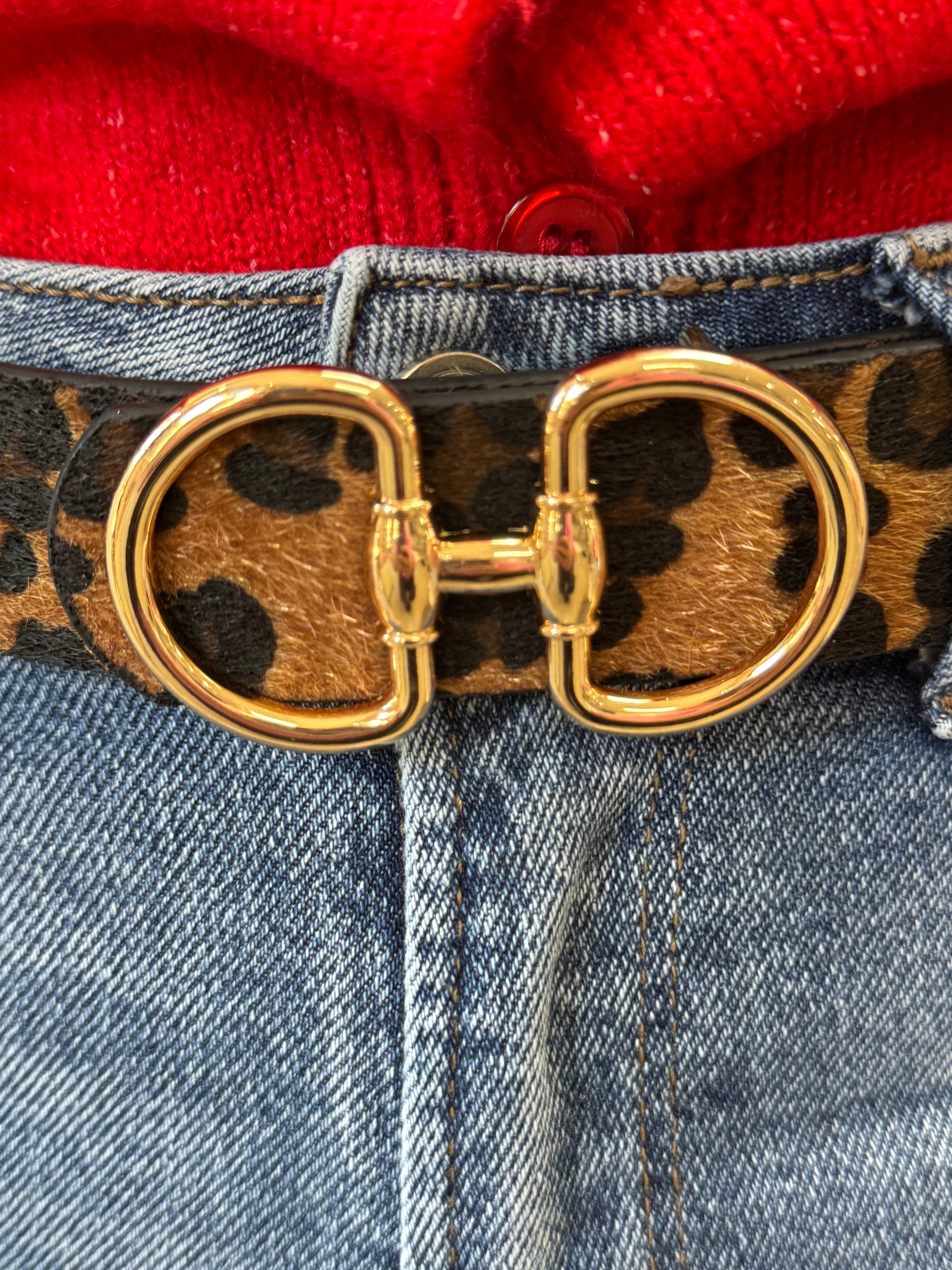 Avery Leopard Faux Leather Double Belt Set – Black, Brown & Tan