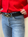 Avery Black Faux Leather Belt – Classic Gold Buckle Essential