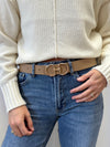 Avery Blush Brown Faux Leather Belt – Classic Gold Buckle Essential