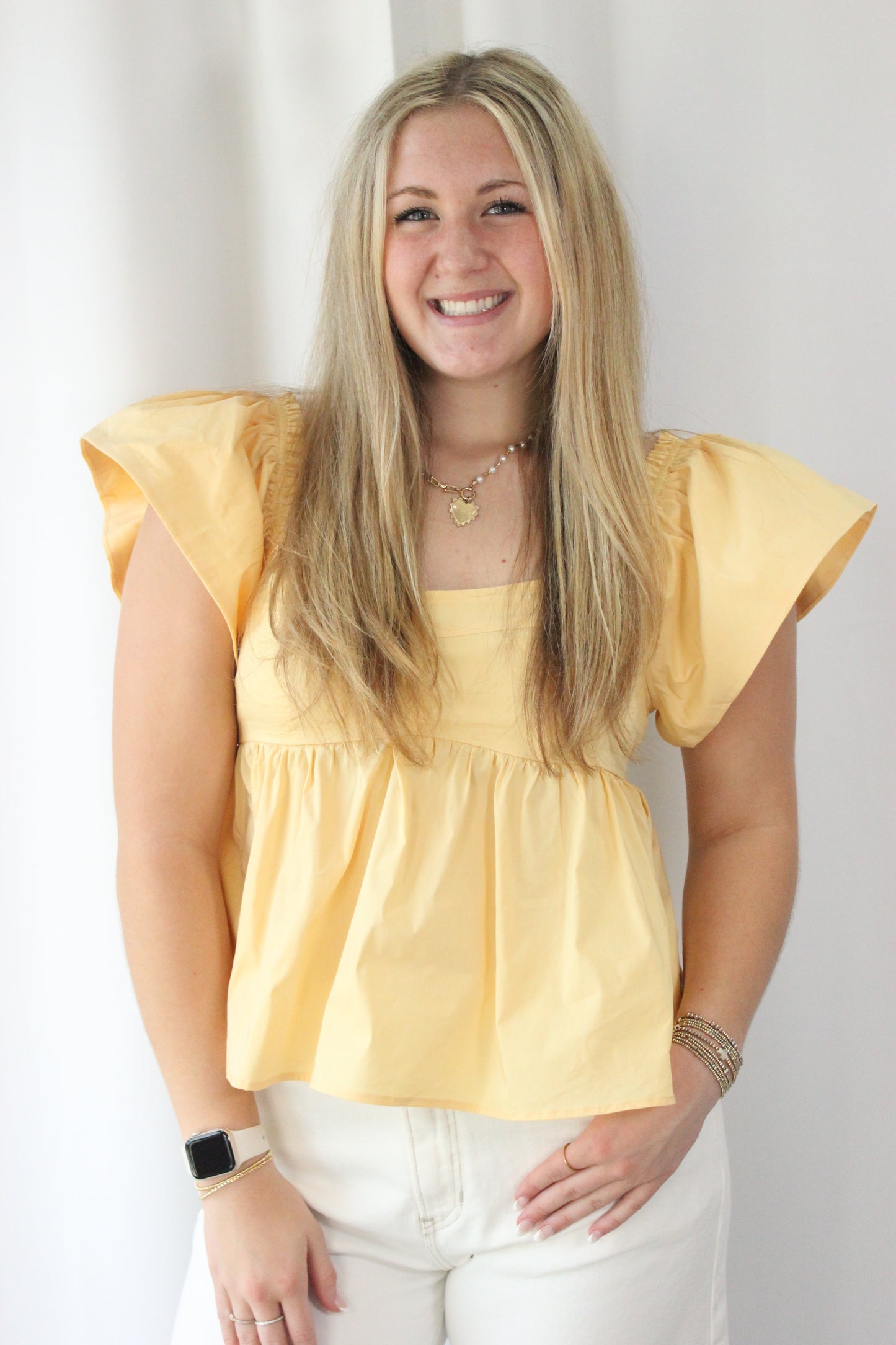 Daisy Ruffle Top - Yellow front