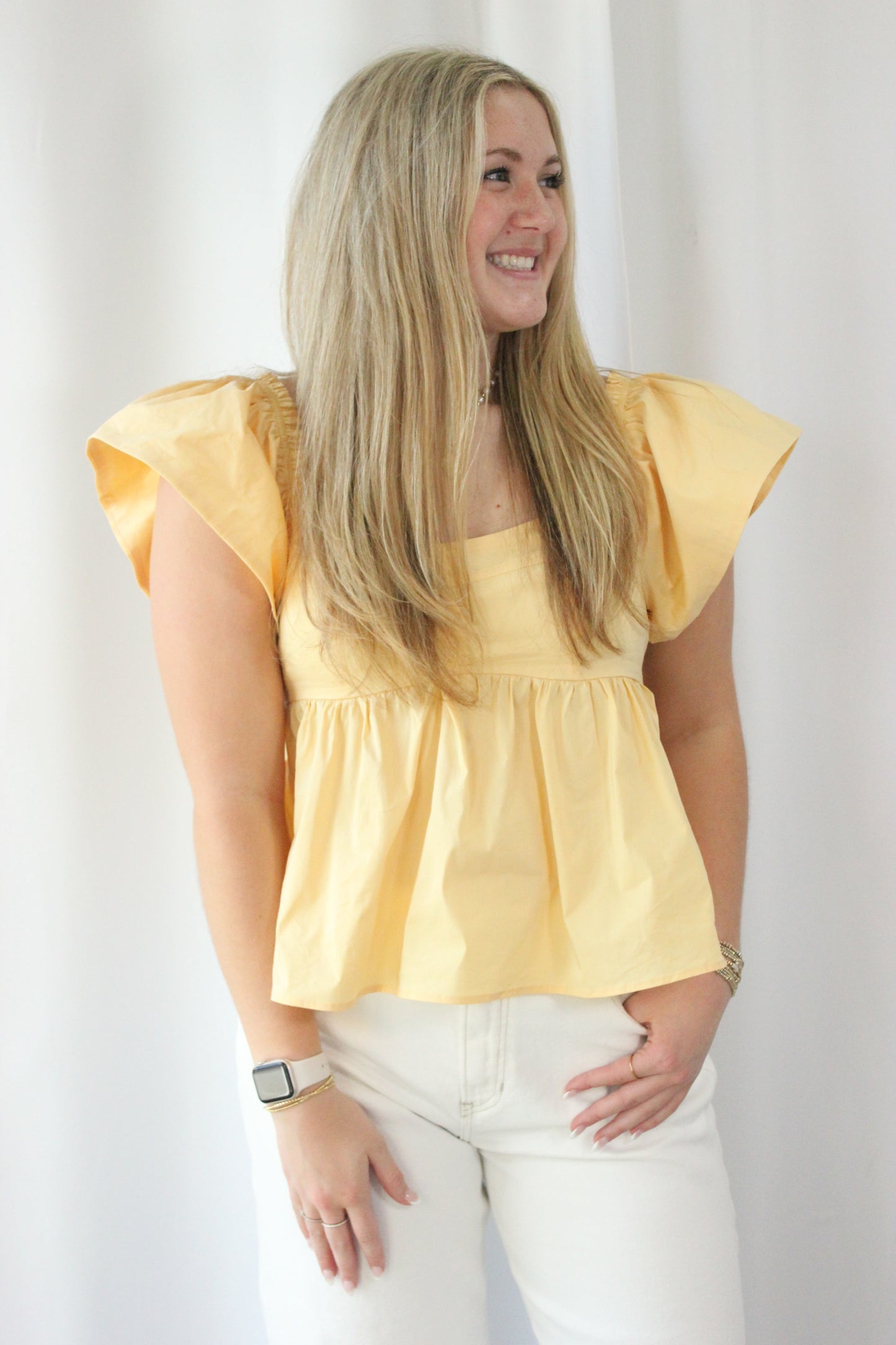 Daisy Ruffle Top - Yellow side 