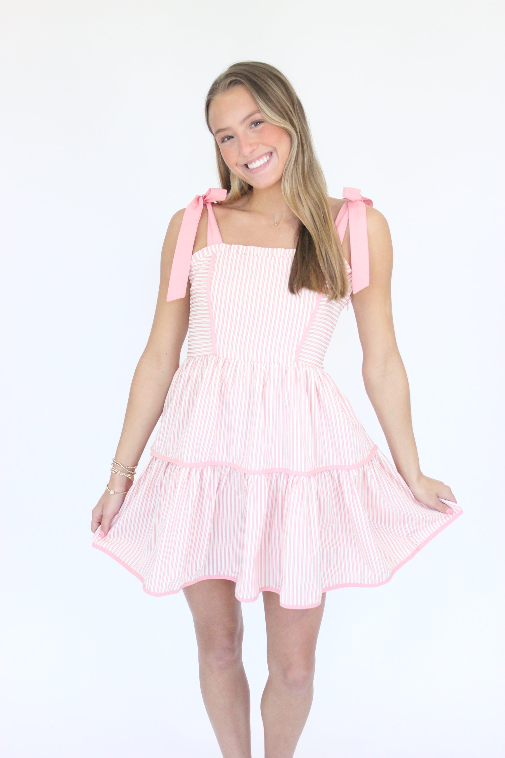 Sweet Magnolia Striped Mini Dress two hands