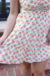 Peach Blossom Ruched Halter Mini Dress