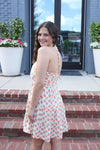 Peach Blossom Ruched Halter Mini Dress