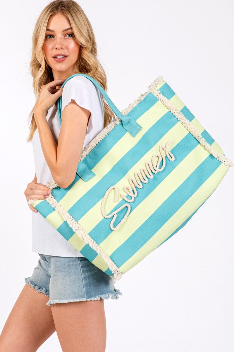 Summer Bag Blue and lime green Side view